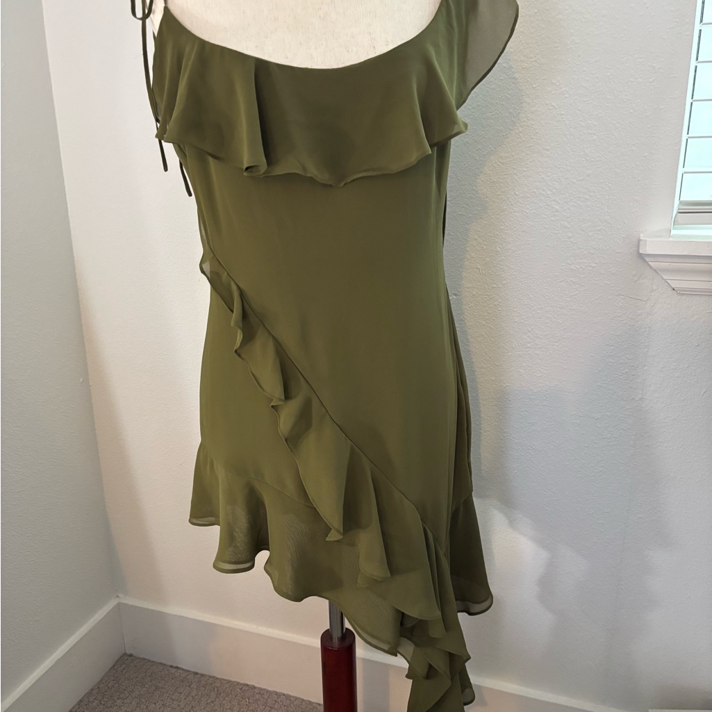 House Of Cb Marcia Trailing Ruffle Georgette Mini Dress
